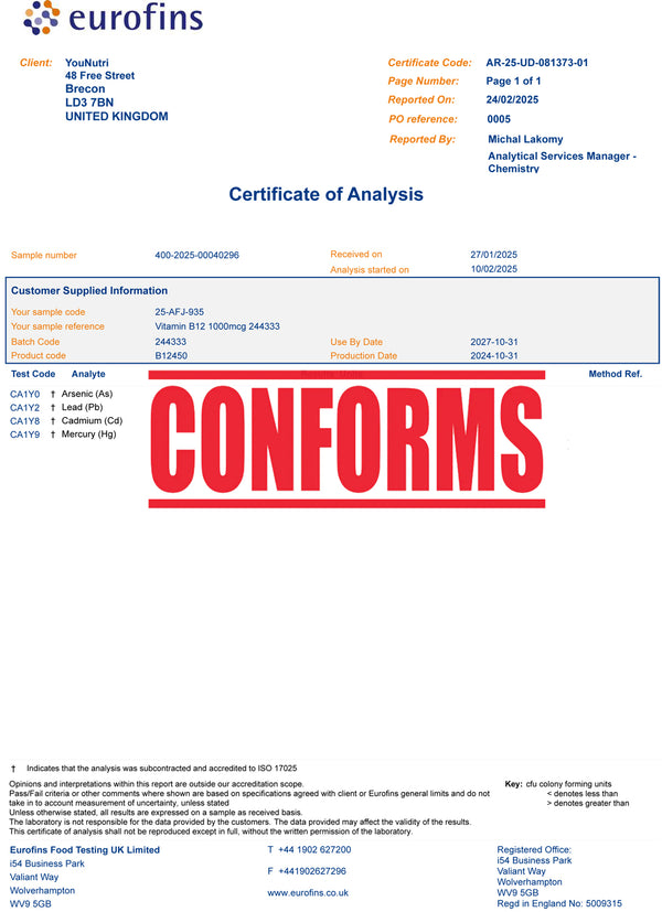 Vitamin B12 Methylcobalamin 1000µg